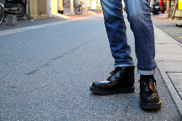 ジョージコックス13327ブラックレザー ブラックインターレース／ROCK