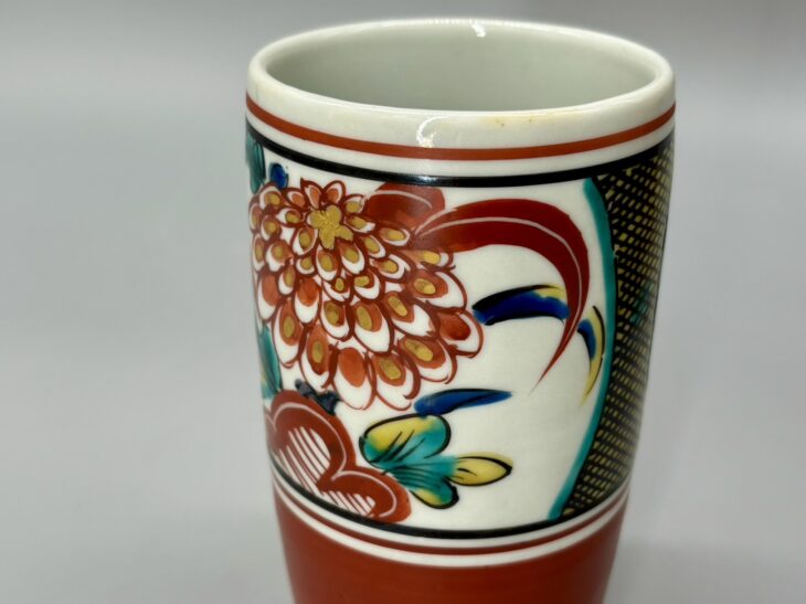 NA3413 九谷焼 北出星光「木連に尾長鳥図 壷」師:北出塔次郎 NA3413