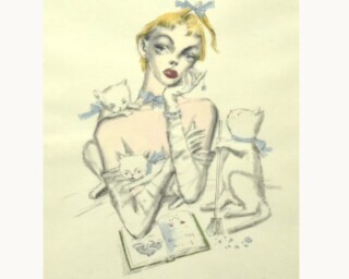 金子國義 リトグラフ 少女像 ｜骨董品買取 緑和堂