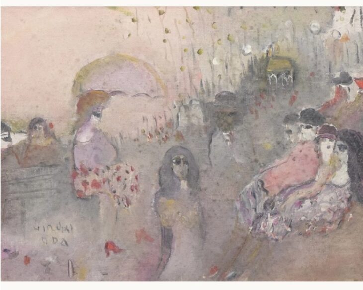 織田廣喜 『春のみずうみ風景』 ｜骨董品買取 緑和堂