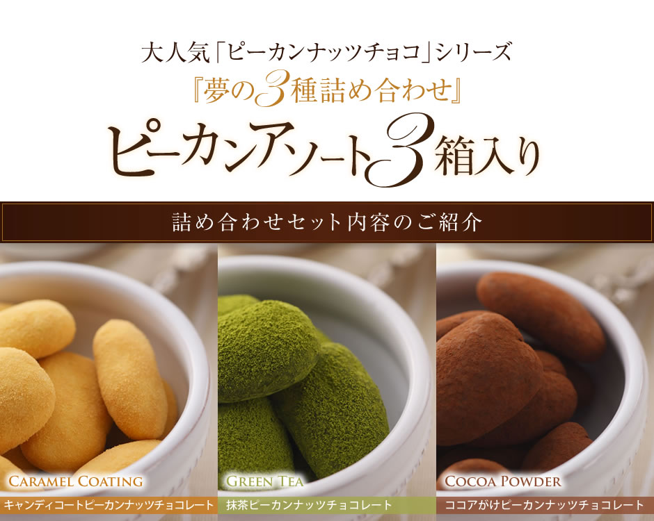 ピーカンアソート3種箱入り（16g×10袋×3箱） のプレゼントはギフト通販