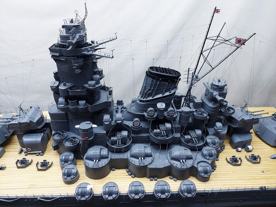 □戦艦大和精密模型塗装済完成品「戦艦大和」ハンドメイド精密艦船模型
