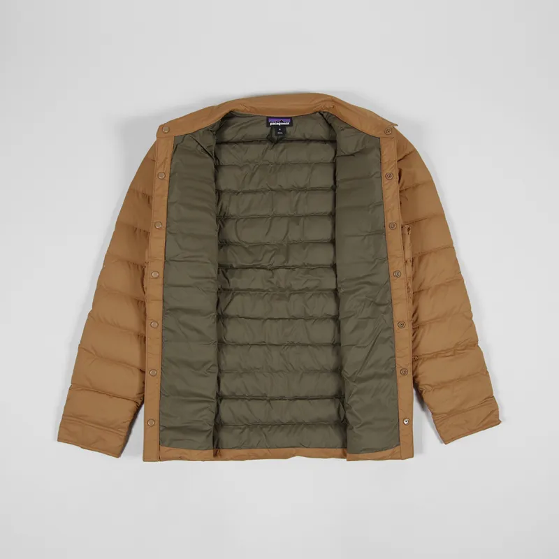 Patagonia Mens Lightweight Silent Down Shirt Jacket Nest Brown