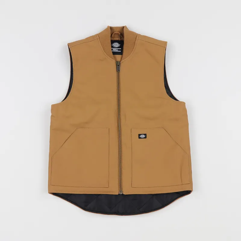 Dickies Workwear Dellwood Canvas Winter Vest Gilet Brown Duck