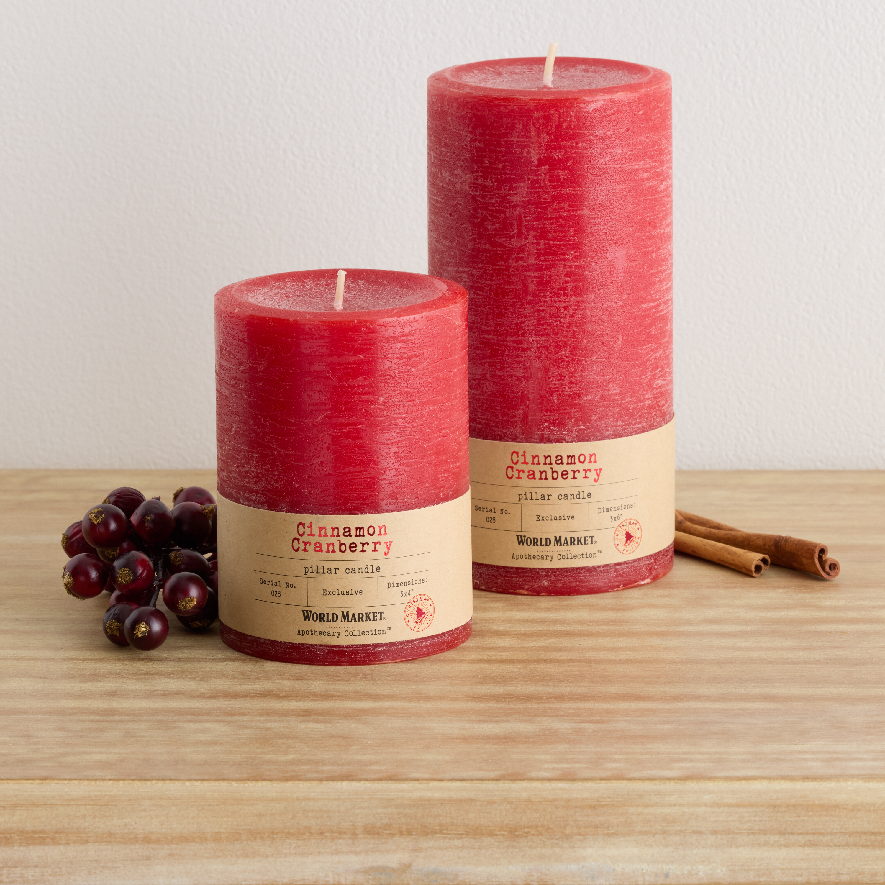 Apothecary Cinnamon Cranberry Pillar Scented Candle - World Market