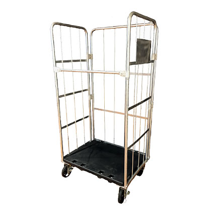 亜鉛メッキ観音扉折畳式カゴ台車500Kg(FRP製棚板)/MB21G-AS3K/測定