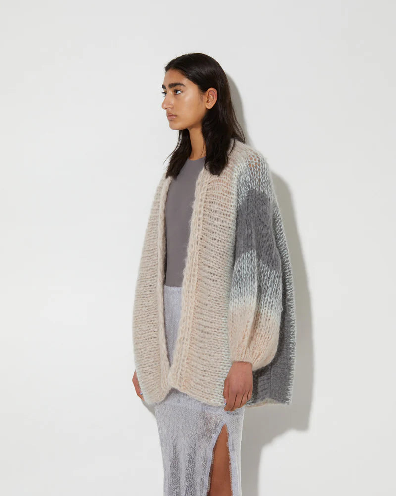 Mohair Big Cardigan | Ombre Grey & Beige – Well Heeled