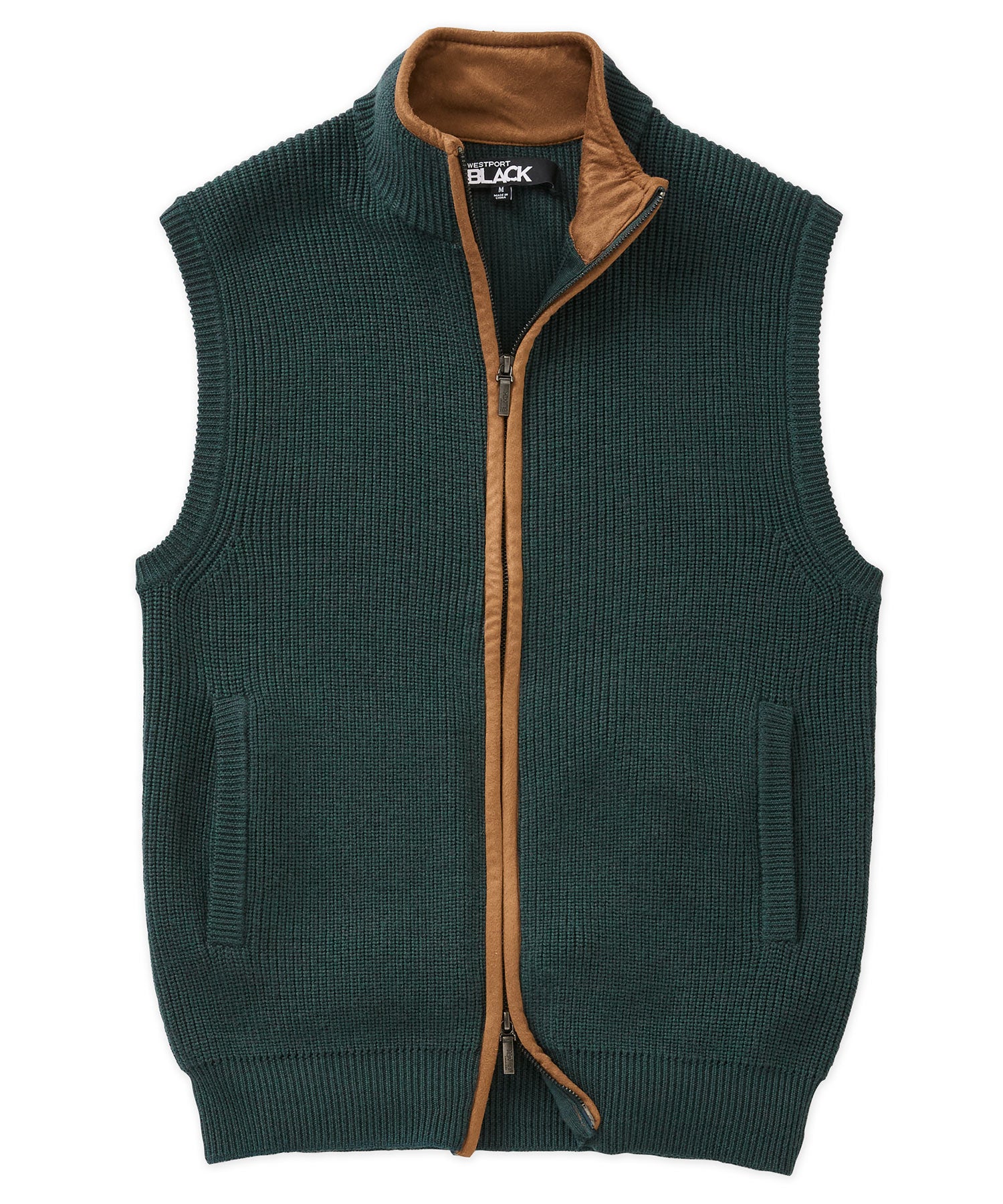 Westport Black Big & Tall Mystic Merino Wool Full Zip Vest