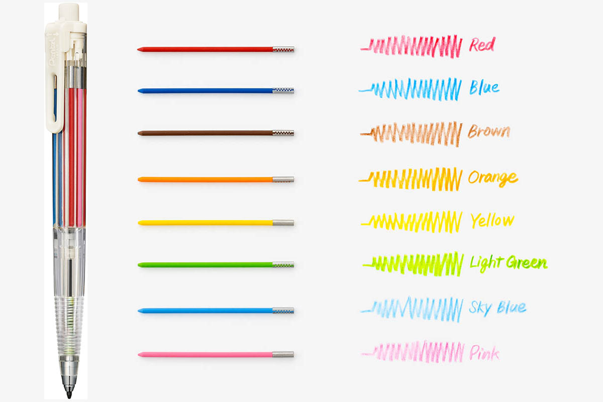 8色の色鉛筆が1本に ぺんてる「アートマルチ8」 - Impress Watch