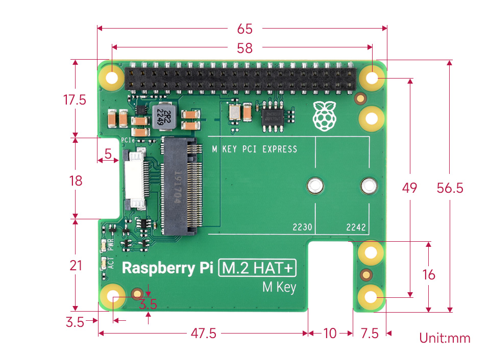 Official Raspberry Pi PCIe To M.2 HAT, Designed for Raspberry Pi 5