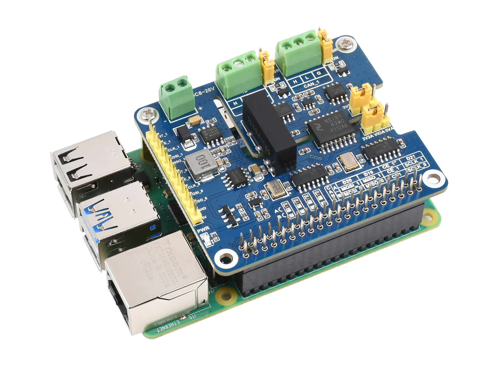 2-Channel Isolated CAN FD Expansion HAT For Raspberry Pi, CAN FD