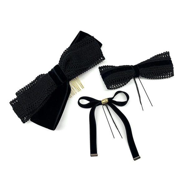 髪飾り】コードレースとベロアリボン【和風館ICHI】