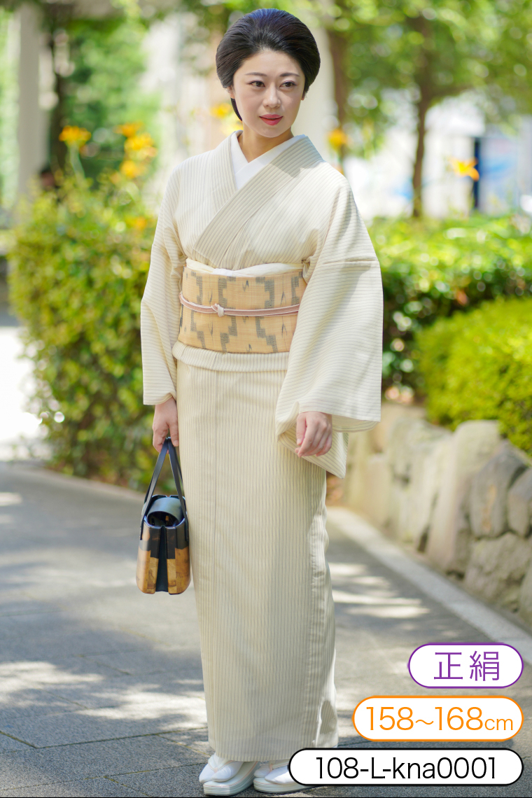 夏紬レンタル 夏紬Lサイズ 縞 柿渋染め｜着物レンタル 安心フルセット