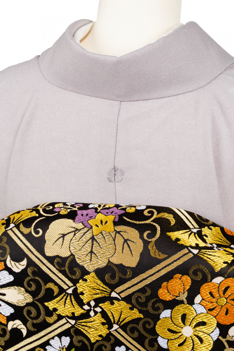 江戸小紋レンタル 江戸小紋Lサイズ 鮫小紋 縫一つ紋：桔梗 薄墨色