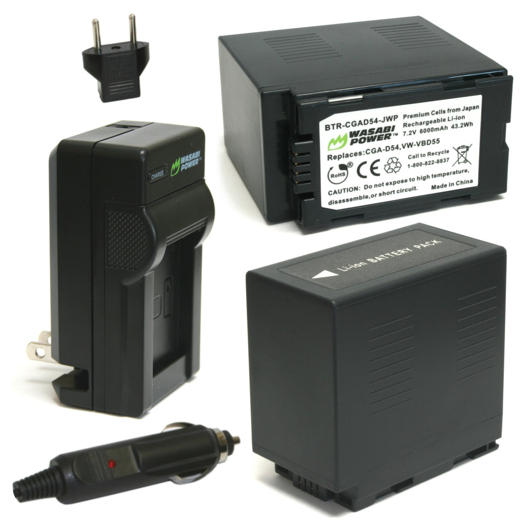 Panasonic CGA-D54, VW-VBD29, VW-VBD55 Battery (2-Pack) and Charger