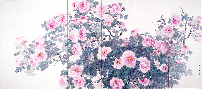 牡丹図屏風 – 早稲田大学 會津八一記念博物館