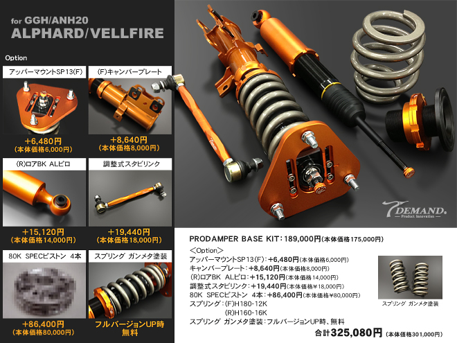 ALPHARD／VELLFIRE GGH/ANH20/25車高調作成事例