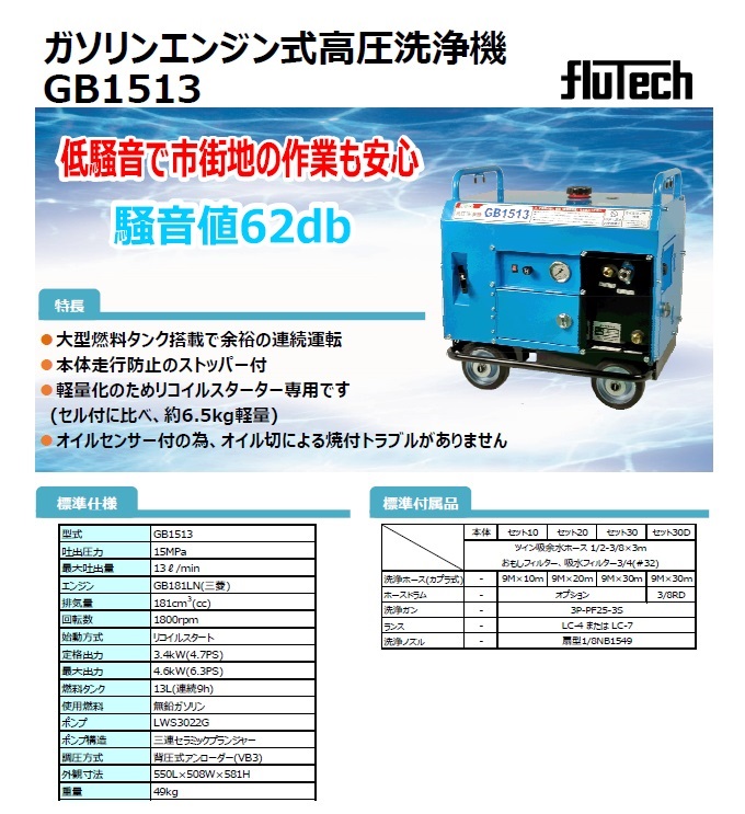 防音型高圧洗浄機 GB1513 本体のみ / トータルメンテ