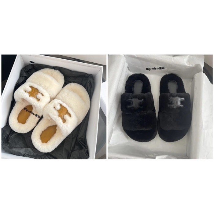 セリーヌ ブランド ファー サンダル ふわもこ CELINE ファースリッパ