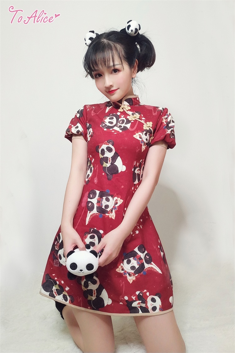 ToAlice】C5334お祝いパンダパフ袖チャイナワンピース【50％OFF】 - To