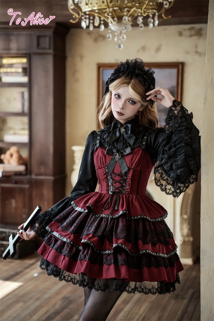 Black Shamrock】F264 パンクゴシックコルセット風ドレス - To Alice