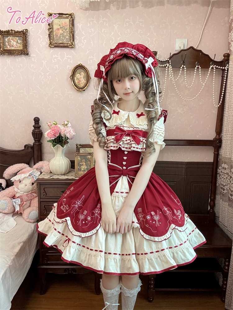 Last one】【ToAlice】L1630 StrawberryPicnicジャンパースカート【30