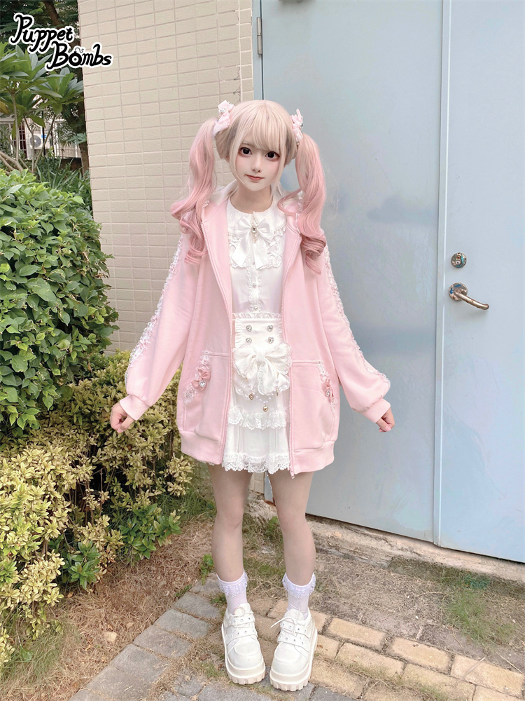 PuppetBombs】QS198ハートビジューリボンヘアクリップセット - To Alice