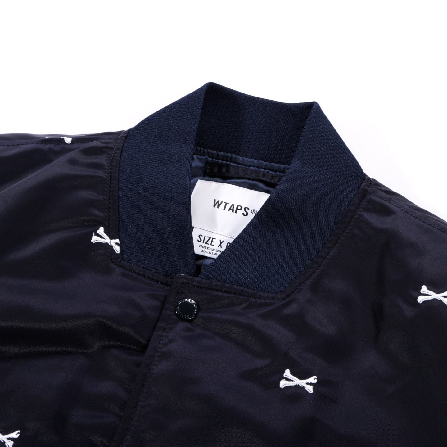 WTAPS TEAM JACKET NAVY NYLON EMB CROSSBONES | TODAY CLOTHING