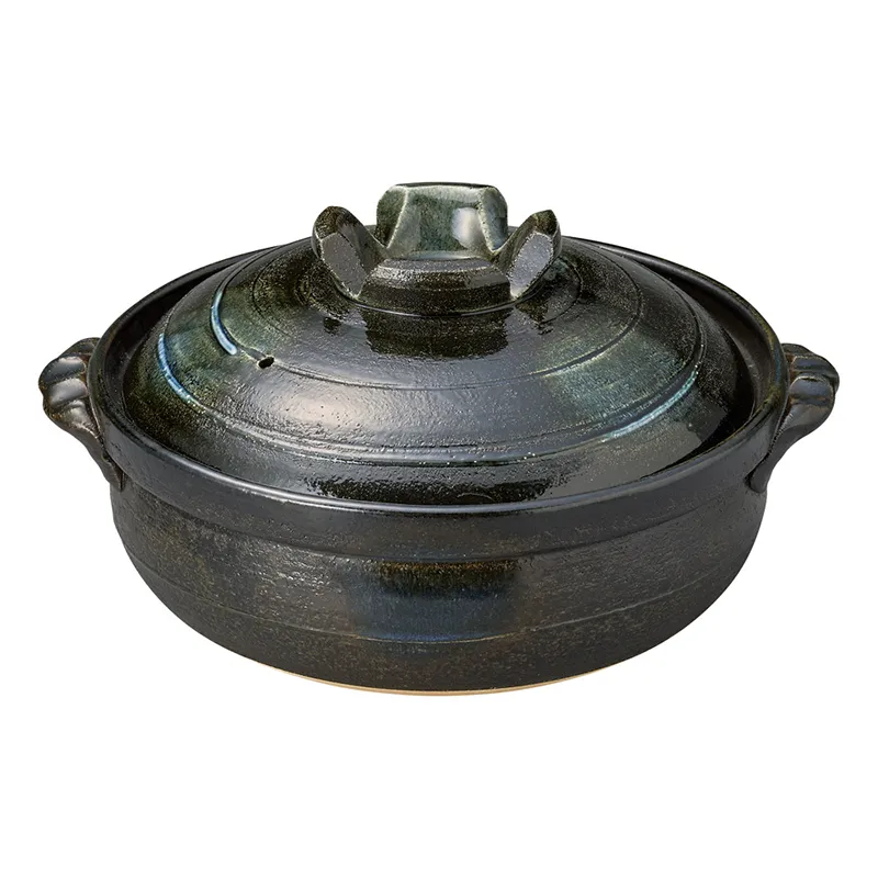 藍ロマンIH対応土鍋7号（IHプレート付）(IH土鍋)|食器通販の陶磁庵