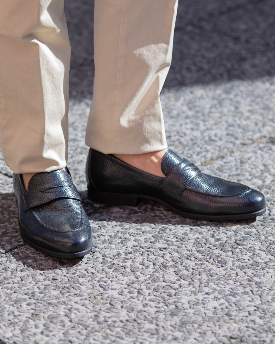 シボ革コインローファー【ISEO/ラバーソール】｜FERRANTE（フェランテ