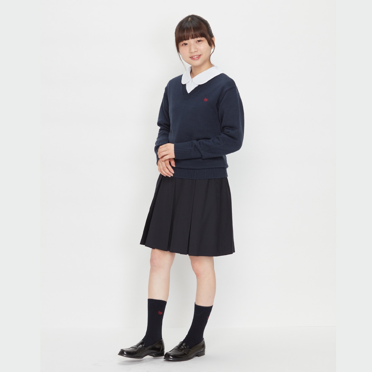 ボックスひだ無地スカート 濃紺｜OLIVEdesOLIVESchool公式通販サイト