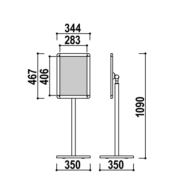 ポスタースタンドPOX-23DAブラック(A3) ｜ 商品紹介 ｜ 株式会社友屋