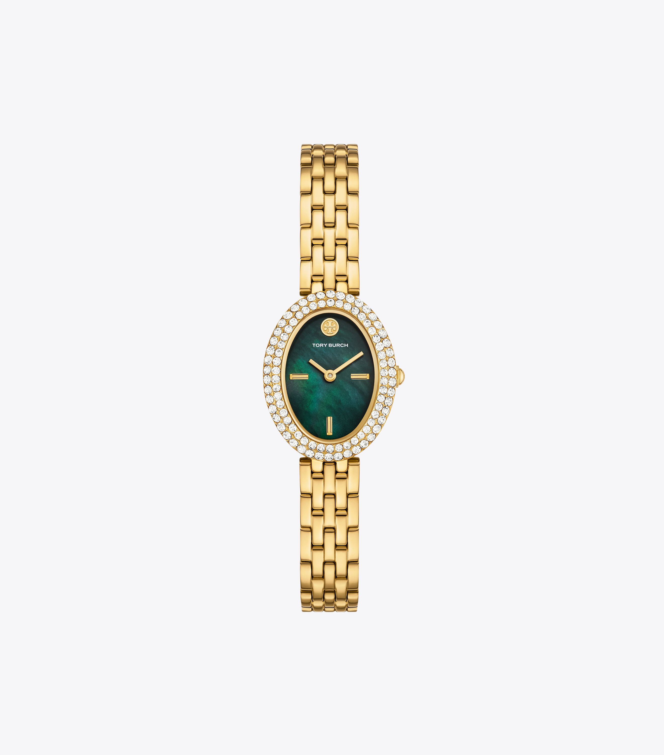 Oval Watch, Green-Tinted Mop/Stones/Gold | Tory Burch UAE