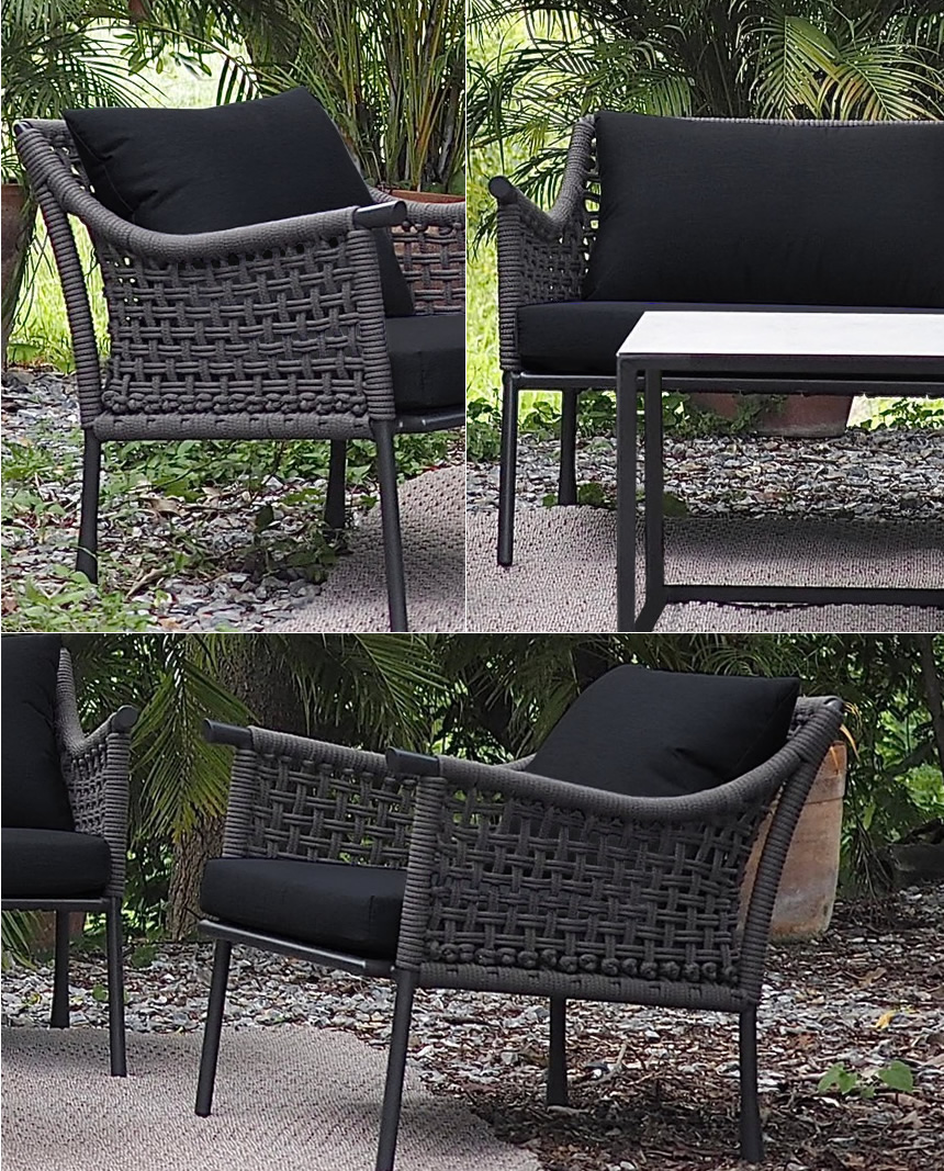 新品即納】 ケルン 耐候性ロープのデザイナーズガーデンソファセット