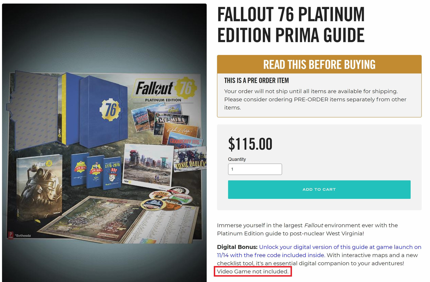 Fallout 76 Platinum Edition Costs $115, Doesn't Include the Game