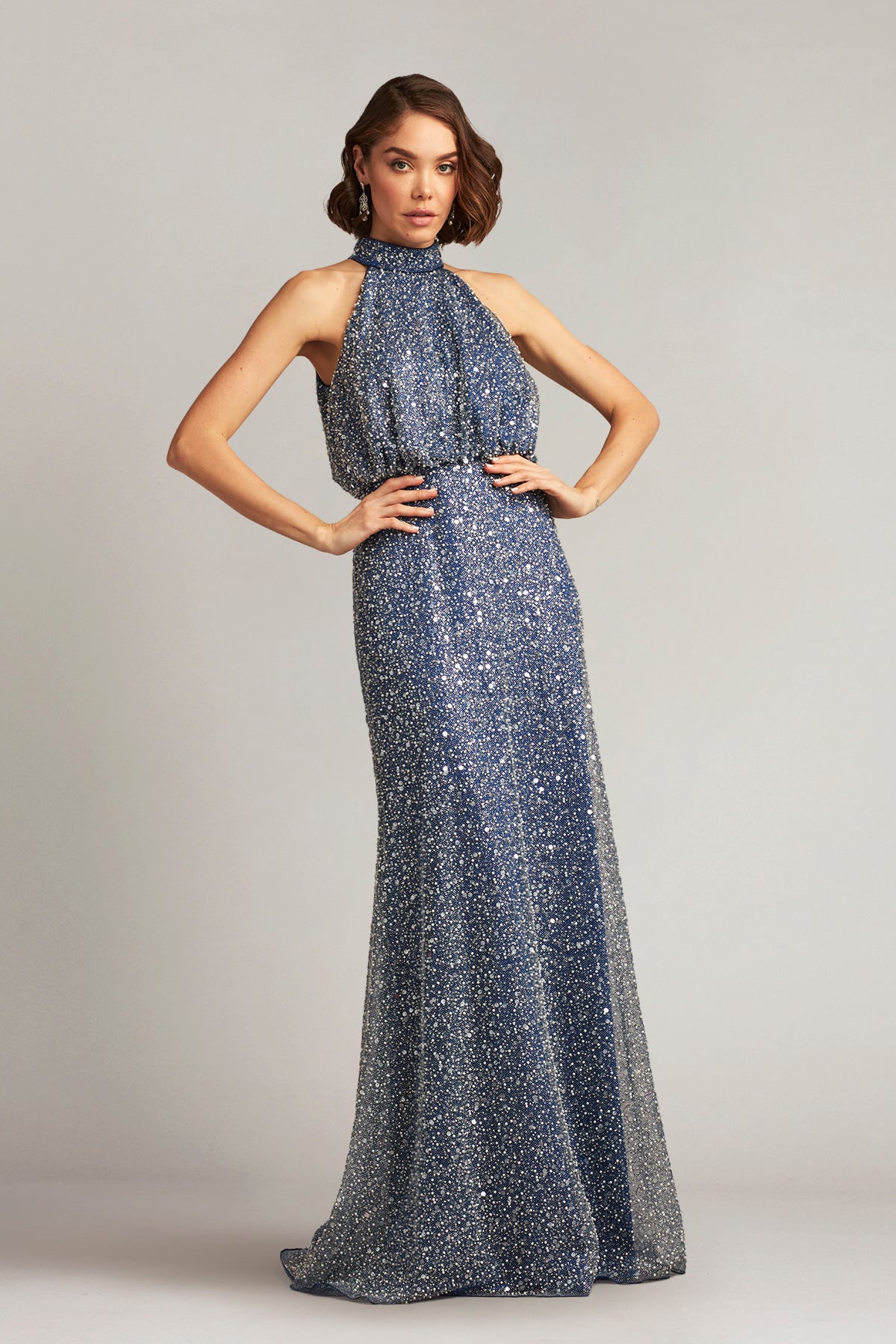 Senna Embellished Halter Gown-MYSTC | Tadashi Shoji