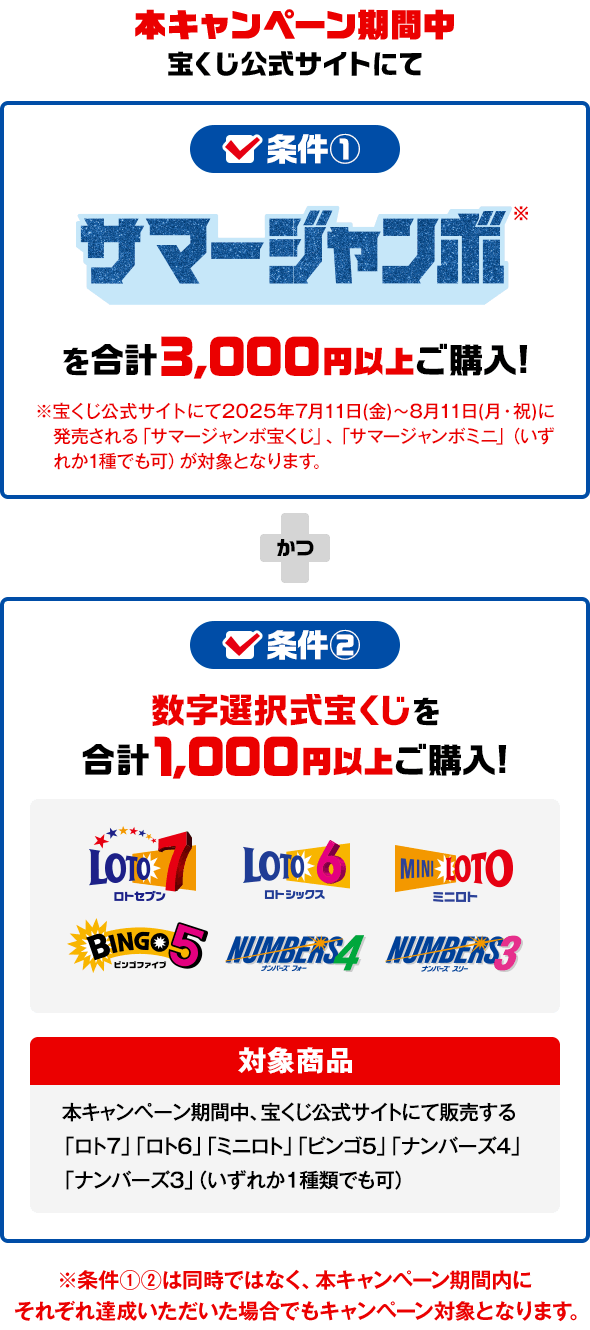 ジャンボ＆数字選択式宝くじ よくばりセットキャンペーン｜【宝くじ