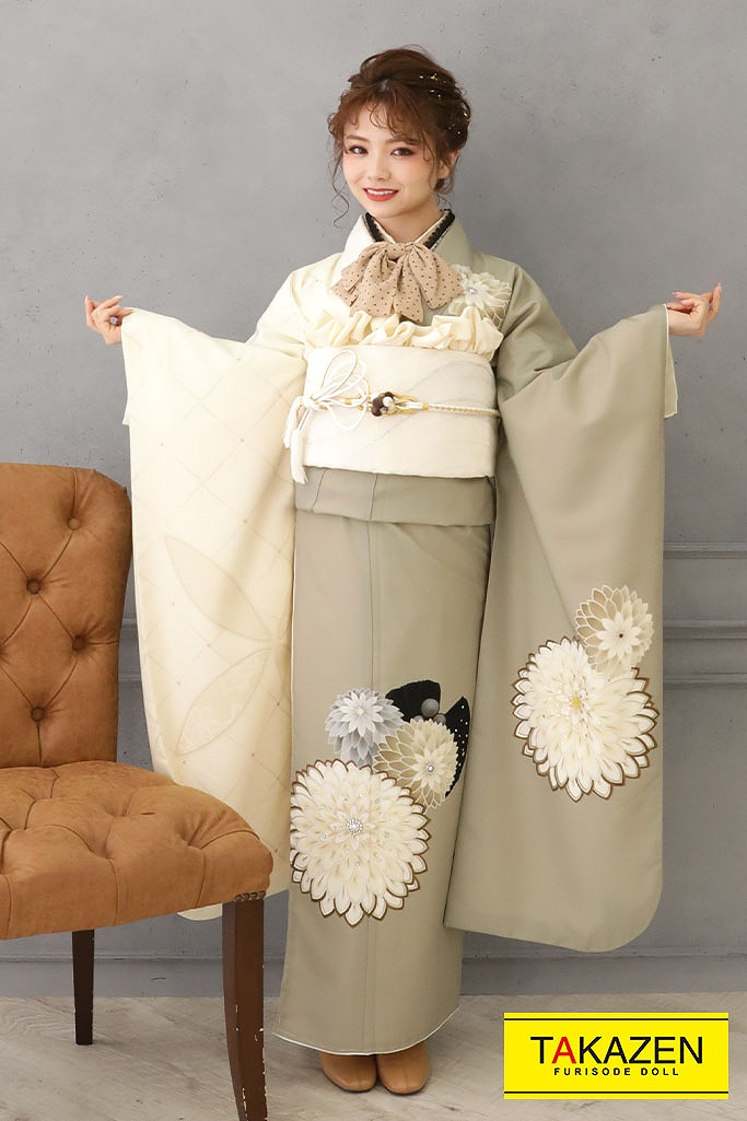 ヴィンテージスタイル 玉城テベージュ/白/くすみカラー ワンポイント柄