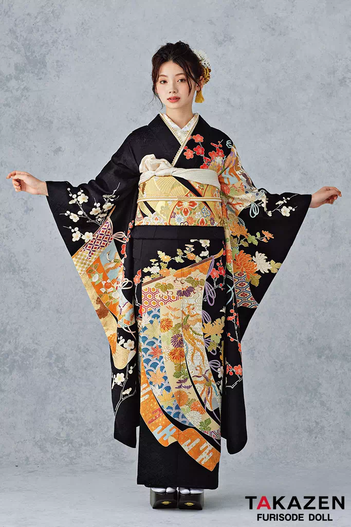 高級総絞り箔振袖単体162.5cmWR56 プレミアム古典 青柳/最高級金駒繍