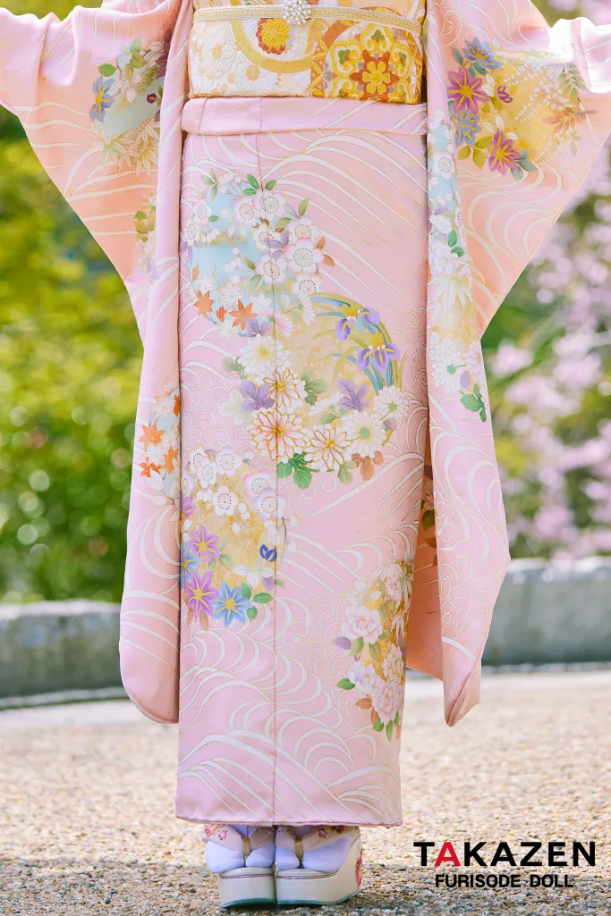 プレミアム古典 ピンク/淡い色 吉澤織物/最高級手描友禅 吉祥文様/流水