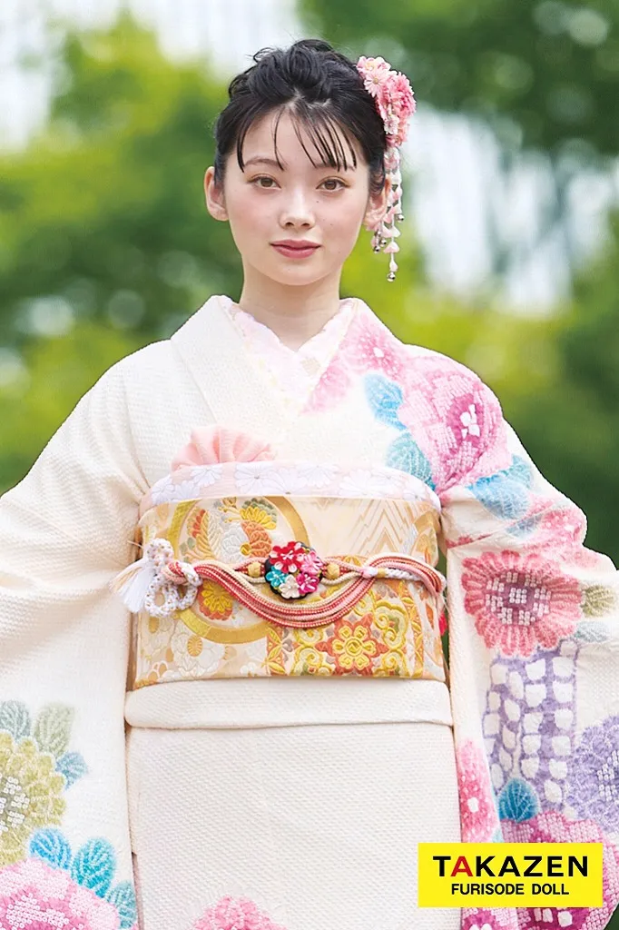 高級古典振袖 藤娘きぬたや・総絞り 白/ピンク 辻が花 上品 綺麗