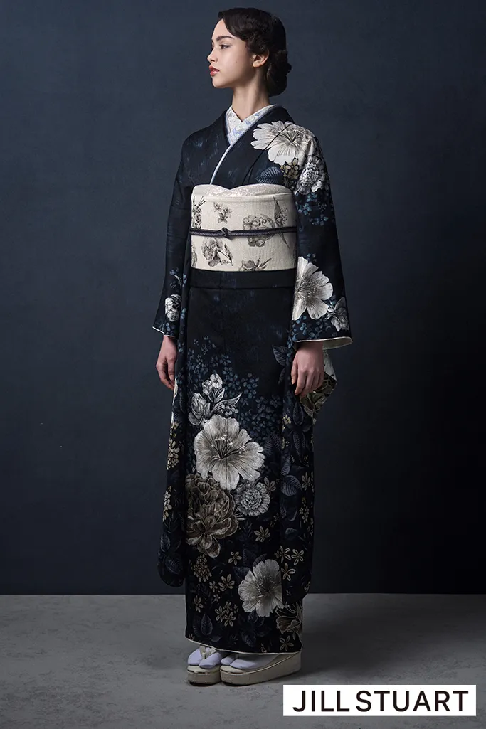 JILL STUARTブランド振袖 ネイビー ピオニー ヴィンテージスタイル