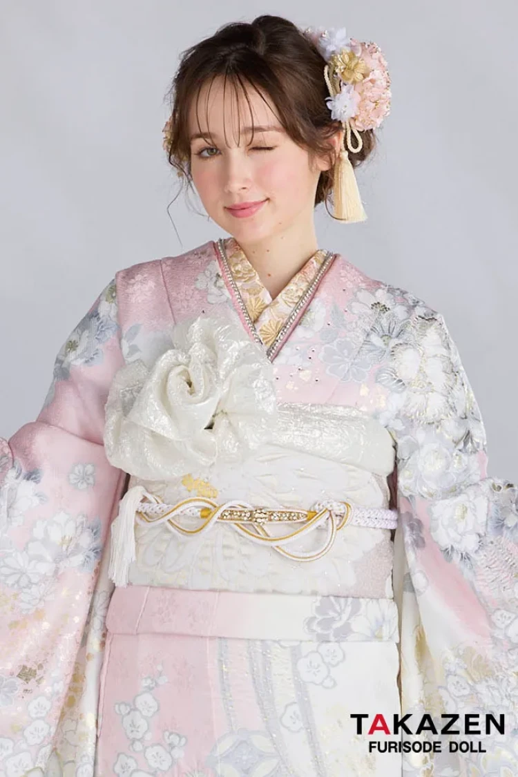 最新作高級古典 ピンク/白 和柄 関芳 最高級金彩刺繍絞り友禅