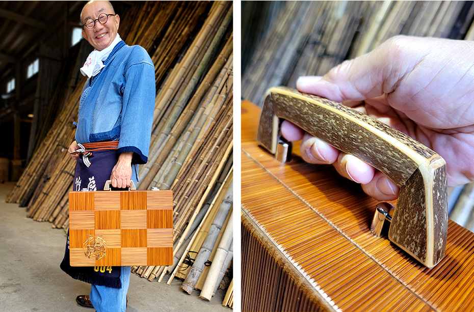 竹ヒゴ市松アタッシュケース（虎竹ハンドル）| 虎斑竹専門店 竹虎