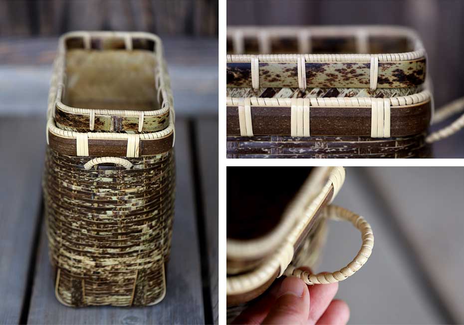 虎竹二段角魚籠（穴開き）名人作の籠を日本唯一の虎竹で復刻！ | 虎