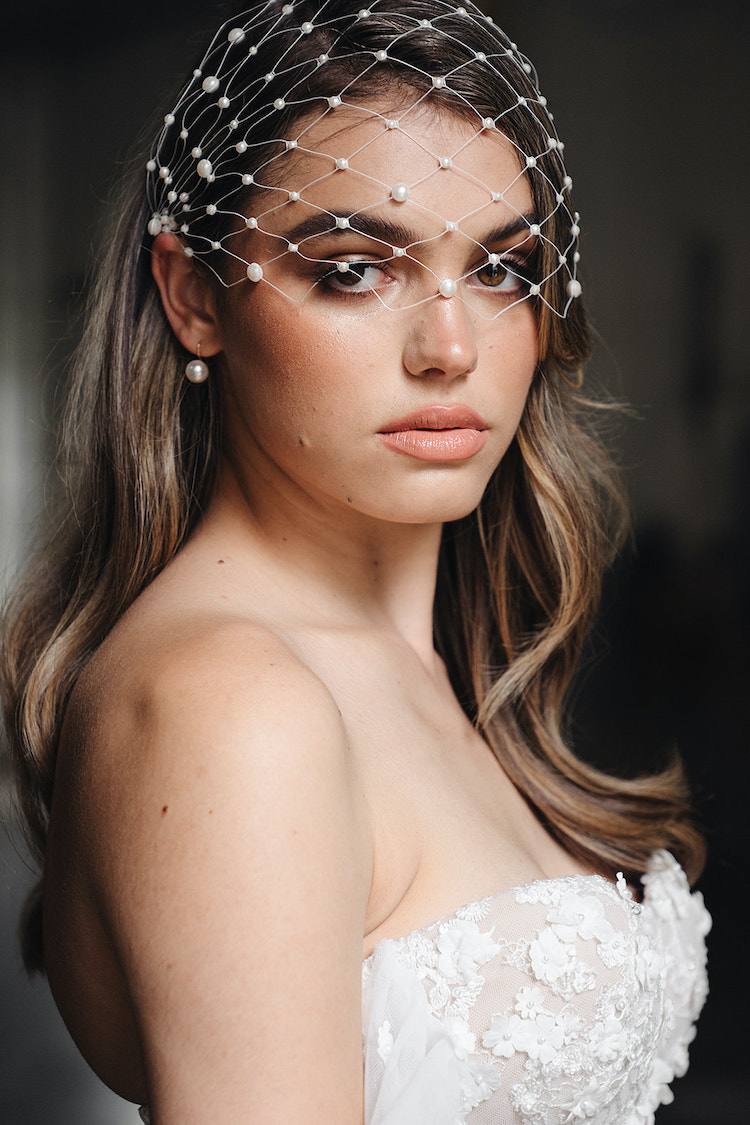 MARA | Pearl birdcage veil | TANIA MARAS BRIDAL