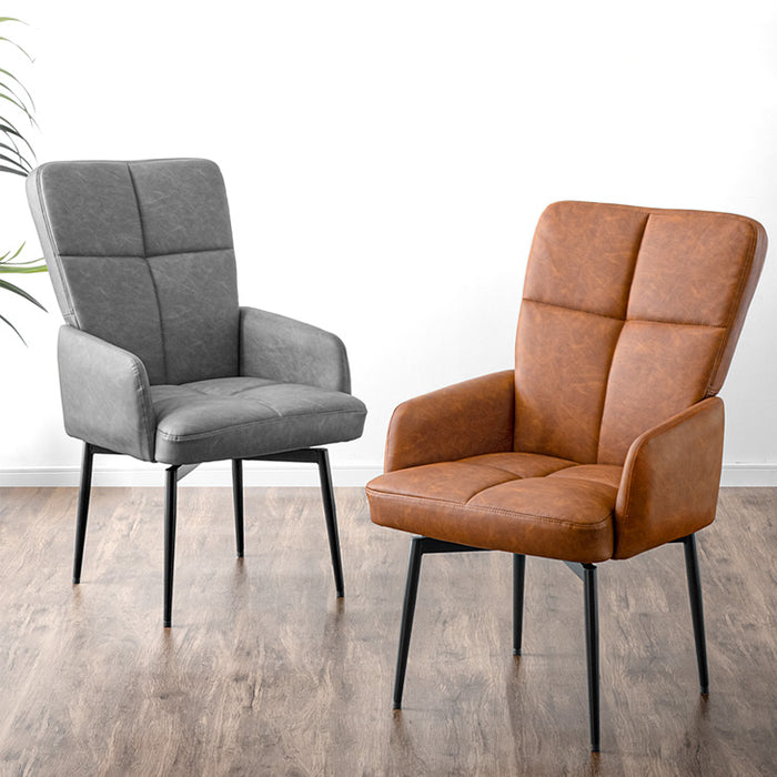 4脚セット］回転式 ダイニングチェア ハイバック 肘付き スチール脚