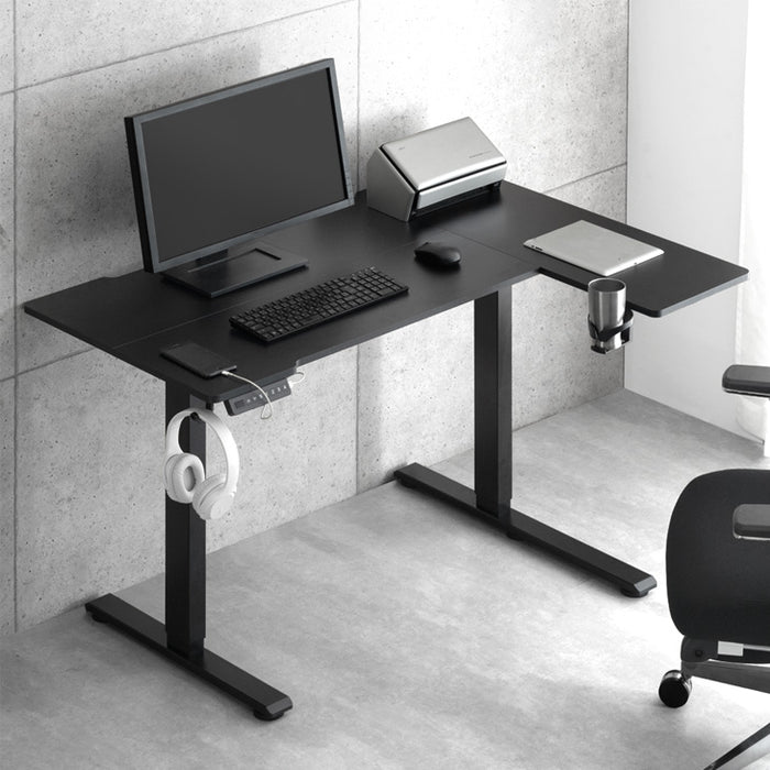 幅120］電動昇降デスク L字 USB付 無段階 高さ調整 メモリ機能 耐荷重