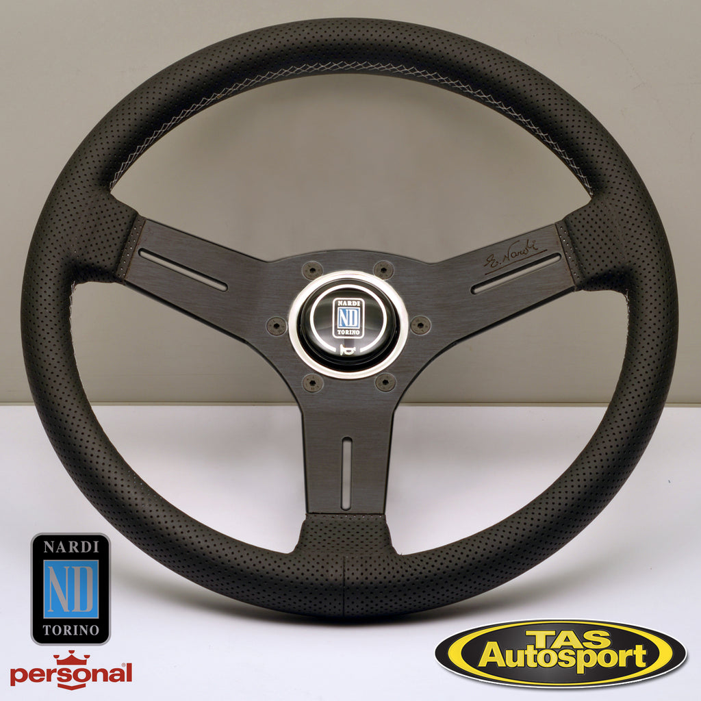 Nardi Competition – Perforated Leather with Black Spokes & Grey