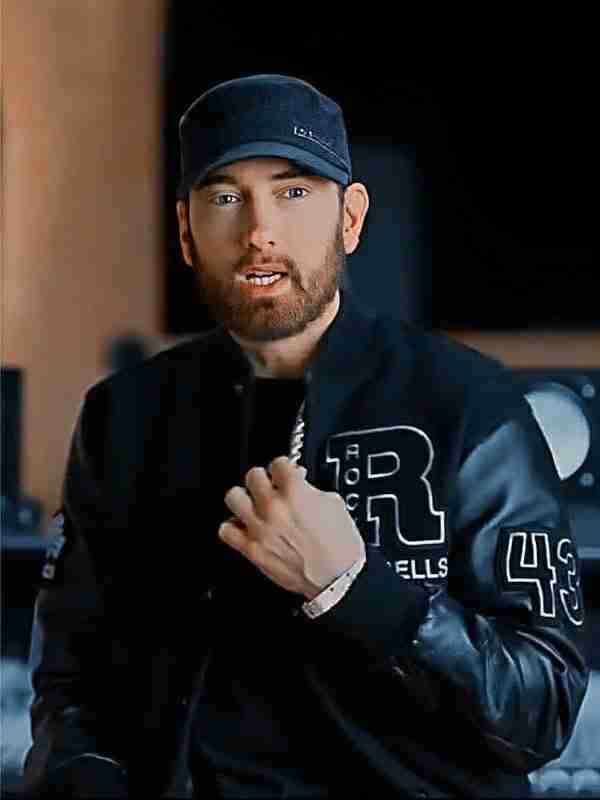 Eminem Black Varsity Jacket | Free Worldwide Delivery